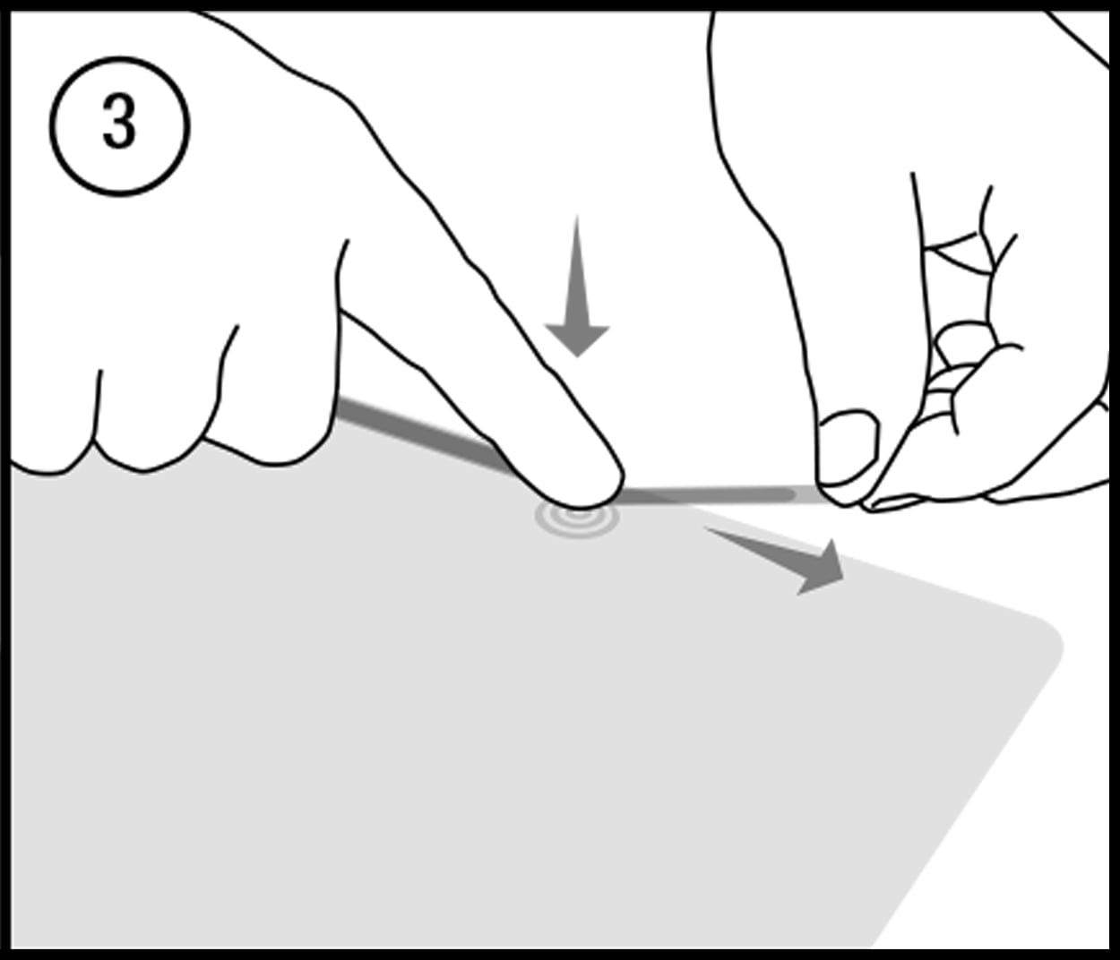 Illustration of attachment strip applying to privacy filter by pressing