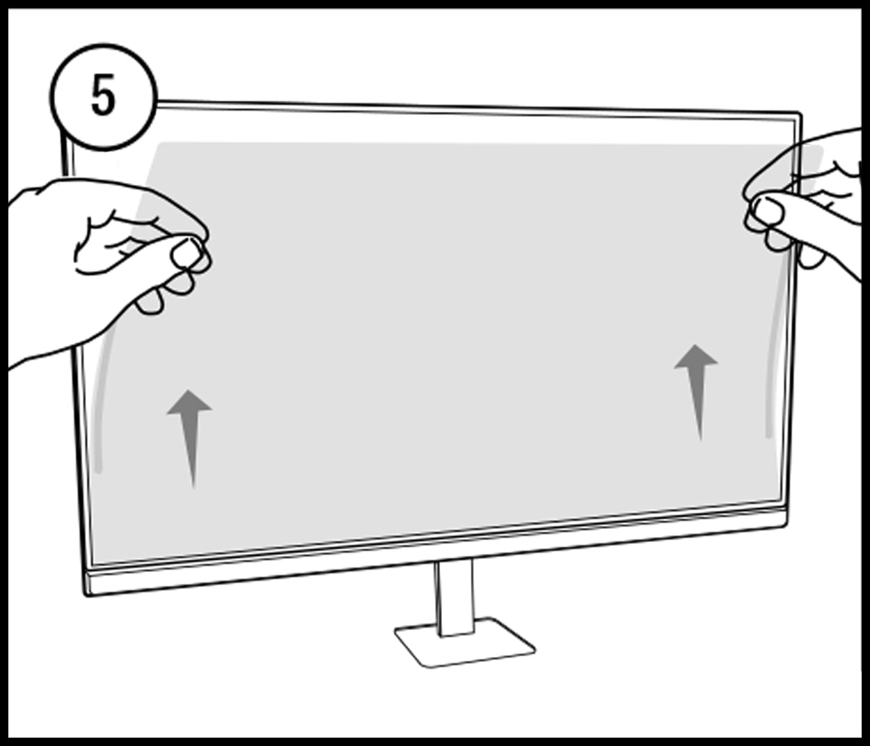 Illustration of a privacy filter attaching to screen by attachment strips